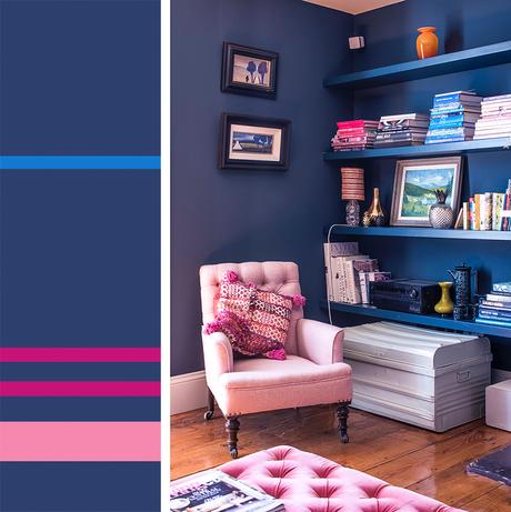 Blue and pink decor inspiration and color palette idea