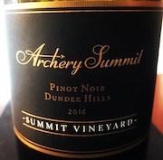 Archery Summit Summit Vineyard Pinot Noir is produced from the estate vineyard on Dundee Hills in Oregon's Willamette Valley.
