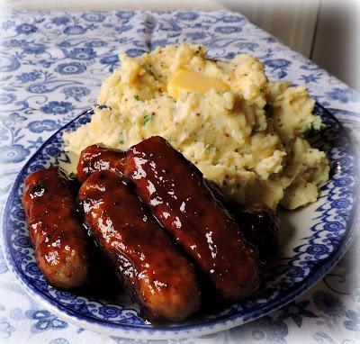 Sticky Sausages with Cream & Mustard Mash