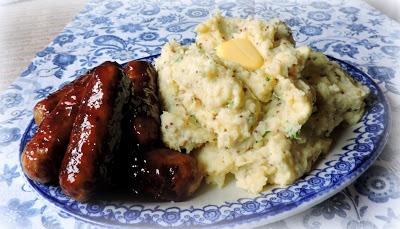 Sticky Sausages with Cream & Mustard Mash