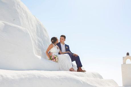 Romantic wedding in Santorini - Santa Irene chapel yard