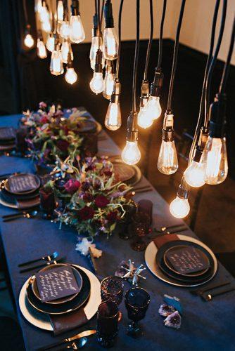 wedding decor 2019 dark mody table under bright lamps hazelwood photo