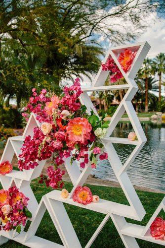 wedding decor 2019 geometric white triangle backdrop with pink roses and peonies the melideos