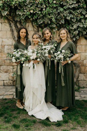 wedding colors 2019 olive green dresses on bridesmaids with bridal bouquets braden young photo