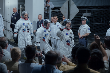 FIRST MAN: DVD & Blu-Ray To Land In January 2019 More than a national effort: (left to right) Buzz Aldrin (Corey Stoll), Mike Collins (Lukas Haas) and Neil Armstrong (Ryan Gosling) head for the Moon. (Daniel McFadden)