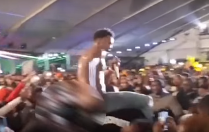 Video: Shameless Nairobi lady pervertedly undresses rapper Desiigner leaving his buttocks exposed