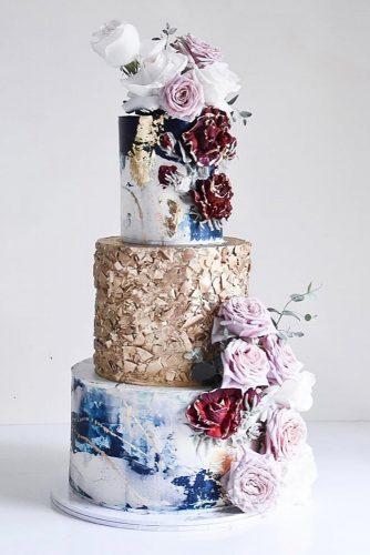 metallic wedding cake marble flower cake laombrecreations