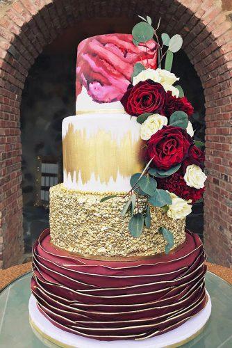 metallic wedding cake textured burgundy gold cake elisespieces22
