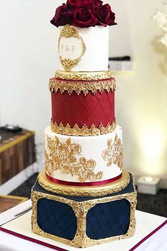 metallic wedding cake red blue cake aliscakehouse