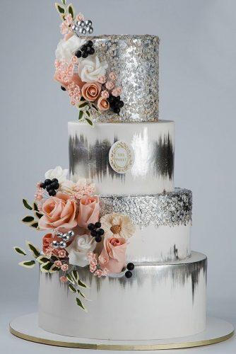 metallic wedding cake flower silver cake sas sweet