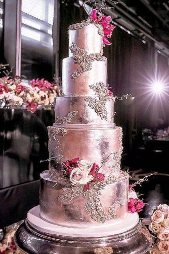 metallic wedding cake unique silwer cake inlightenphotography