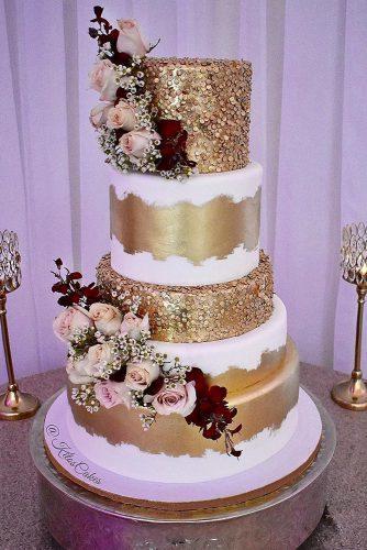 metallic wedding cake gold textured cake with flower kitoscakes