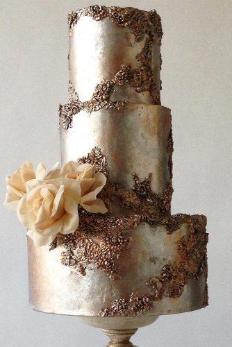 metallic wedding cake modern cake with flower jasmineraecakes