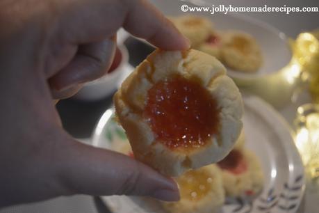 Shortbread Jam Thumbprint Cookies, How to make Jam Thumbprint Cookies | Eggless Thumbprint Cookies