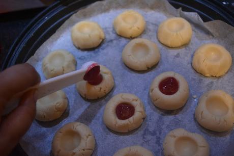 Shortbread Jam Thumbprint Cookies, How to make Jam Thumbprint Cookies | Eggless Thumbprint Cookies