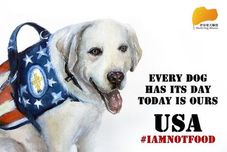 The drawing of WDA of Sully, the loyal service dog of former US President George HW Bush, to celebrate the passing of legal ban of dog meat consumption