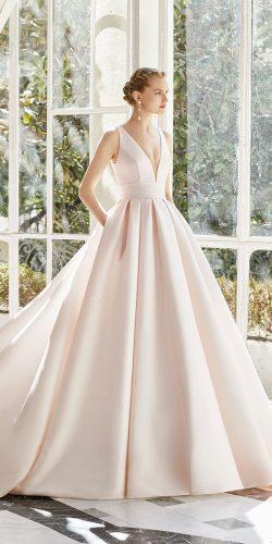 rosa clara wedding dresses princess deep v neckline rose color simple