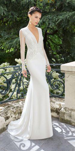 rosa clara wedding dresses with long sleeves deep v neckline lace 2019