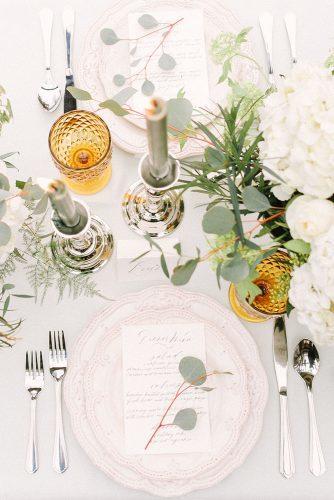mustard wedding white table with olive green decor eclectic glasses kim james photography