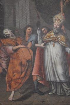 Exorcism by St. Exupere, Bishop of Toulouse, France, at the beginning of fifth century.