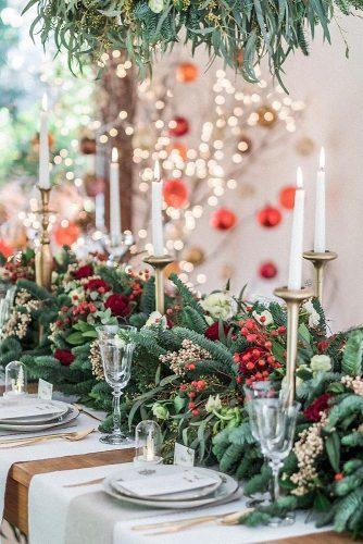 christmas wedding pine branches tablerunner bridal table with candles chrisgouberis