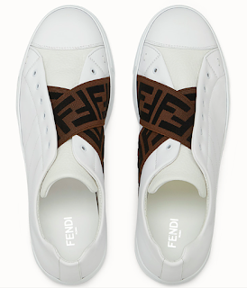 Double-Crossed:  Fendi White Leather Slip-On Sneakers