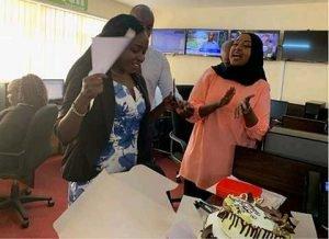 Jacque Maribe celebrates her birthday with colleagues at Citizen TV and family members