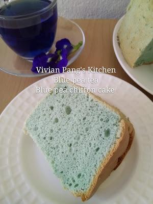 Blue Pea Flower Chiffon Cake/ 兰花戚风 and Blue Pea Tea