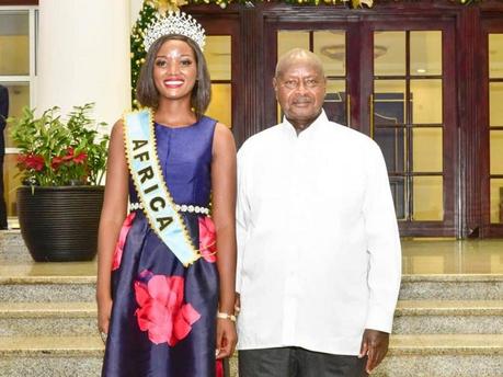 Museveni asks Miss Uganda to drop her wig during visit to State House