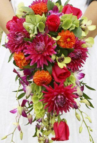 dahlias wedding bouquets bright colorful bouquet floradamore