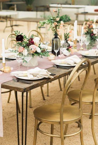 bohemian wedding receptions- table decor gold chair lorelymeza