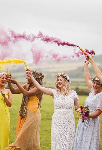 bridesmaids photos girl with smoke Nicola Casey Photography