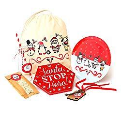 Image: Christmas Eve Box Shop, Christmas Bag with a Santa Stop Sign, Magic Key, Reindeer Food, Cookie Plate and Milk Bottle