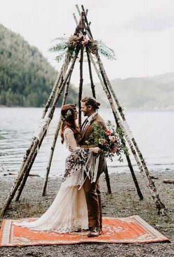 bohemian wedding photos couple near lake Phil Chester