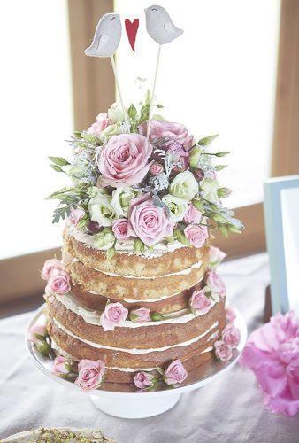 bohemian wedding cakes naked cake pink rose Natalie J Weddings