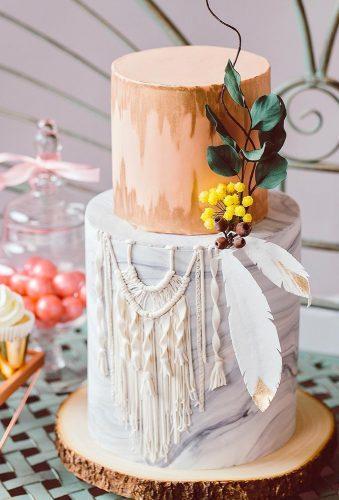 bohemian wedding cakes ckae with macrame and feather montrealphotographer