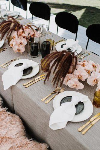 dusty rose wedding modern bridal table with orchid anitrawellsphoto