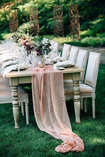 dusty rose wedding with long tablerunner myrtle and marjoram