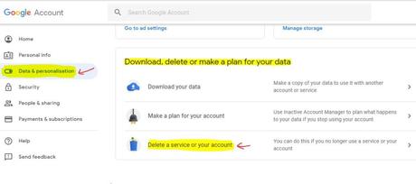 how to delete gmail account