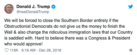 Trump Goes Full Insane - Threatens To Close Mexican Border