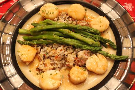 New Years Scallops with a Citrus Ginger Sauce  Over Wild Rice