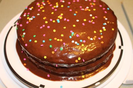 Chocolate Cake with Chocolate Peanut Butter Icing