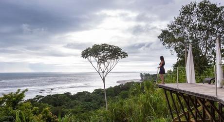beautiful serene view form a hilltop of the Costa Rican southern pacific coast