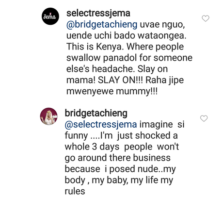 Sijaomba mtu pampers- Bridget Achieng comes out to defend herself after ‘explicit’ maternity shoot