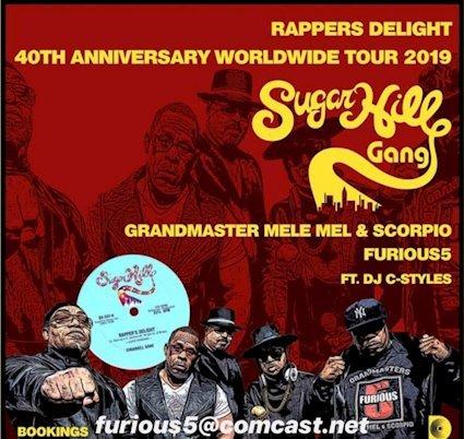 The Sugarhill Gang, Grandmaster Melle Mel and Scorpio HIP HOP ICONS THE SUGARHILL GANG CELEBRATE THE 40TH ANNIVERSARY OF ‘RAPPER’S DELIGHT’