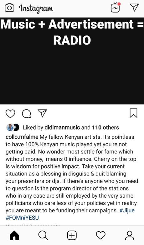 “It’s pointless to have 100% Kenyan music played yet you’re not getting paid” Rapper Collo sends hard-hitting message to Kenyan artistes