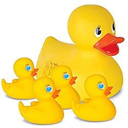 Image: Floating Rubber Duckies Bath Play Set for Kids by ArtCreativity (5 Piece) | Includes (1) 12 Jumbo Toy Ducky and (4) 3 Mini Ducks | Fun Water Tub Playing Kit for Kids, Toddlers, and Babies
