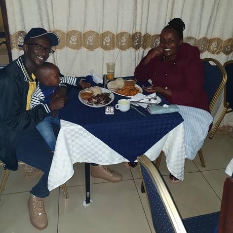 Njuguna with his wife and son