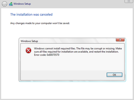 Fix Windows Cannot Install Required Files 0x80070570