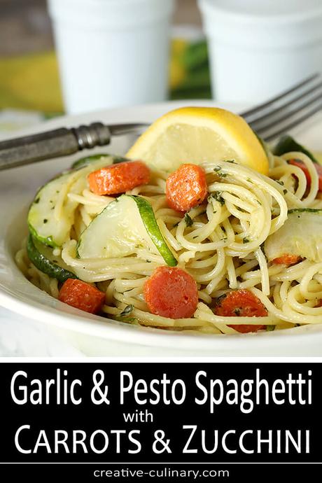Garlic Pesto Pasta with Carrots & Zucchini